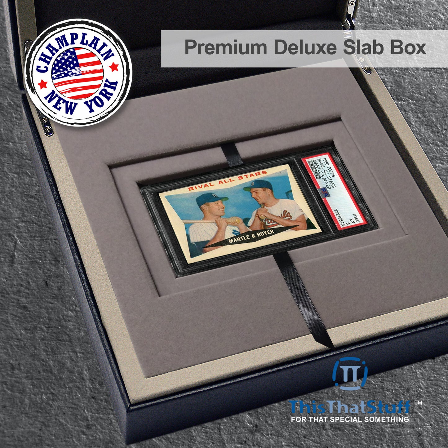 PREMIUM Deluxe PSA Graded Slab Box Card Holder - Magnetic Cover - Luxurious Velour Interior with Sleeve - Holds Graded Collector's Cards