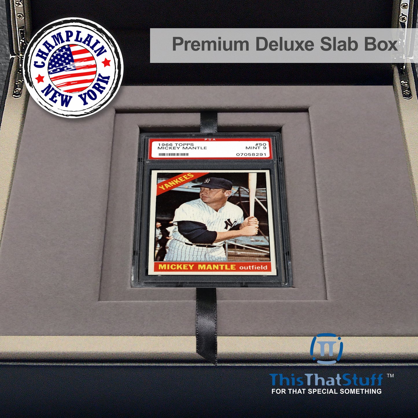 PREMIUM Deluxe PSA Graded Slab Box Card Holder - Magnetic Cover - Luxurious Velour Interior with Sleeve - Holds Graded Collector's Cards