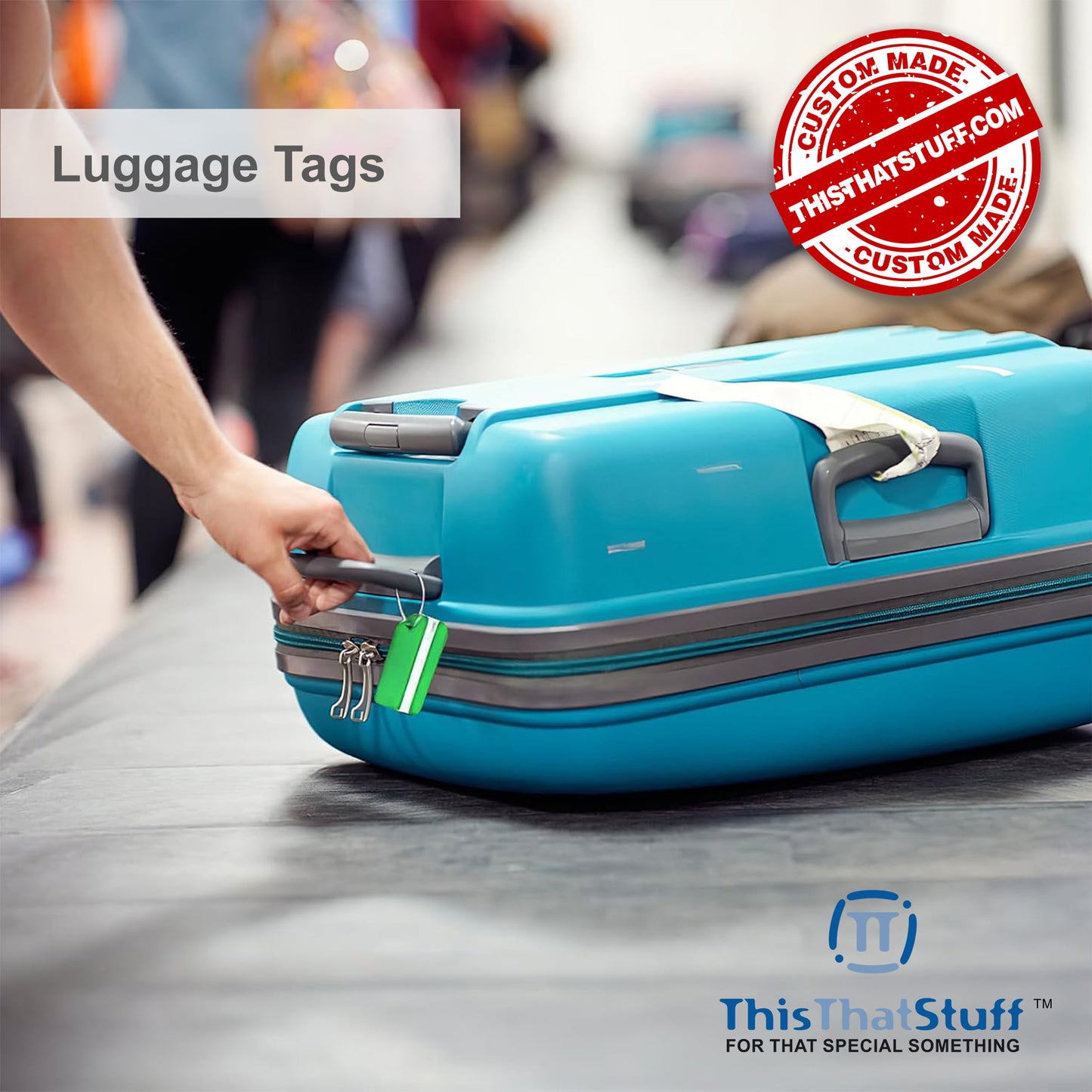 Custom Engraved Aluminum Metal Luggage Tags, Suitcase Labels with Name ID Cards and Stainless Steel Loops for Travel Flight