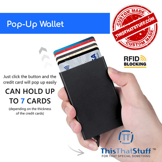 Pop-up Wallet - Aluminum | RFID Secure - Custom Engraved with any Design