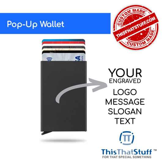 Pop-up Wallet - Aluminum | RFID Secure - Custom Engraved with any Design