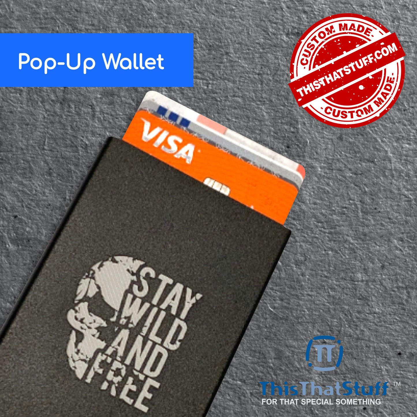 Pop-up Wallet - Aluminum | RFID Secure - Custom Engraved with any Design
