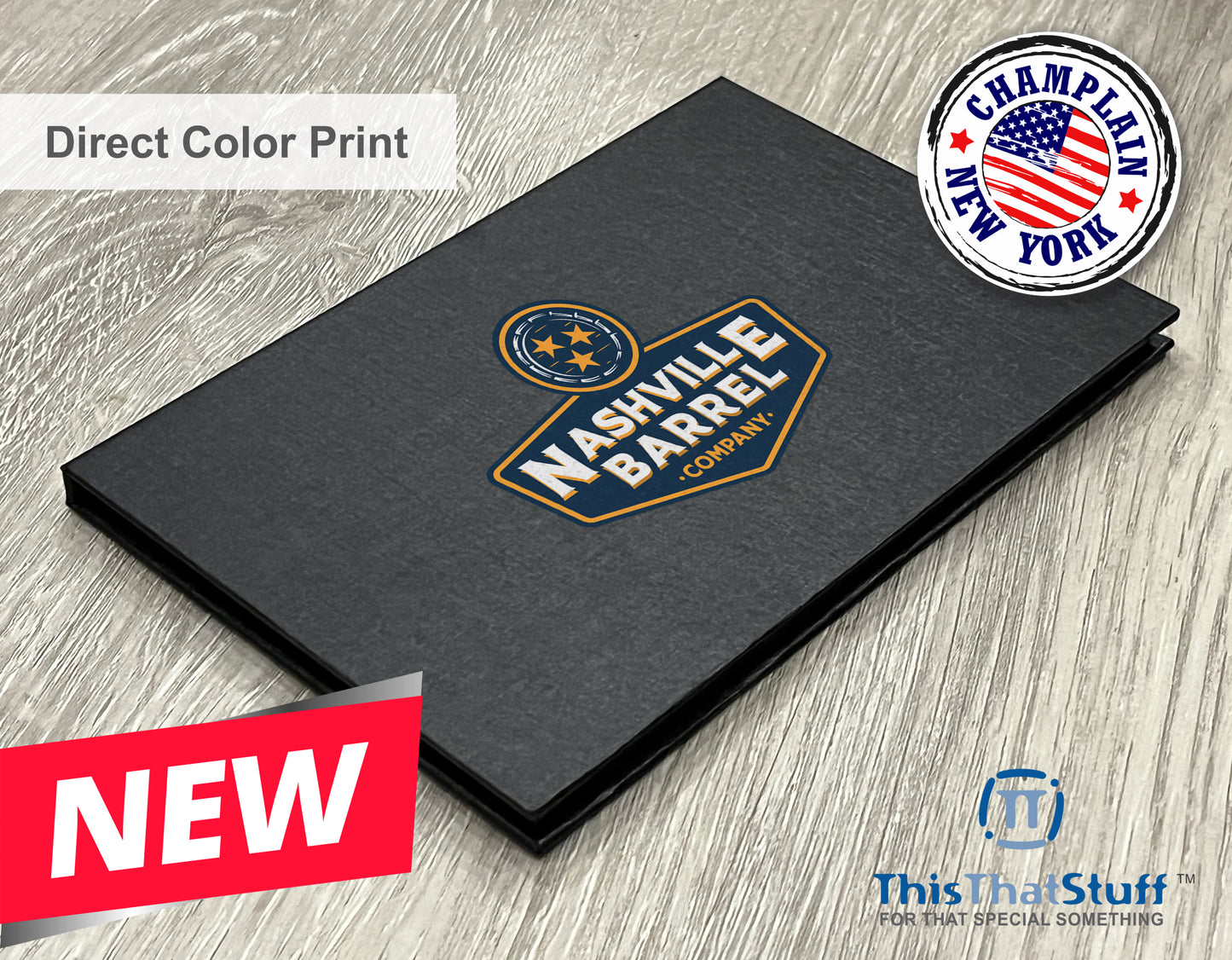 Executive Slim Card Case. Black linen finish with matte lamination ready for your custom logo or message.