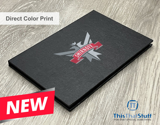 Executive Slim Card Case. Black linen finish with matte lamination ready for your custom logo or message.