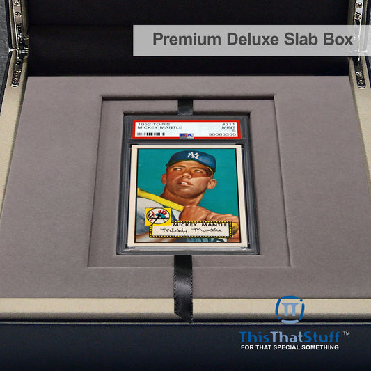 PREMIUM Deluxe PSA Graded Slab Box Card Holder - Magnetic Cover - Luxurious Velour Interior with Sleeve - Holds Graded Collector's Cards