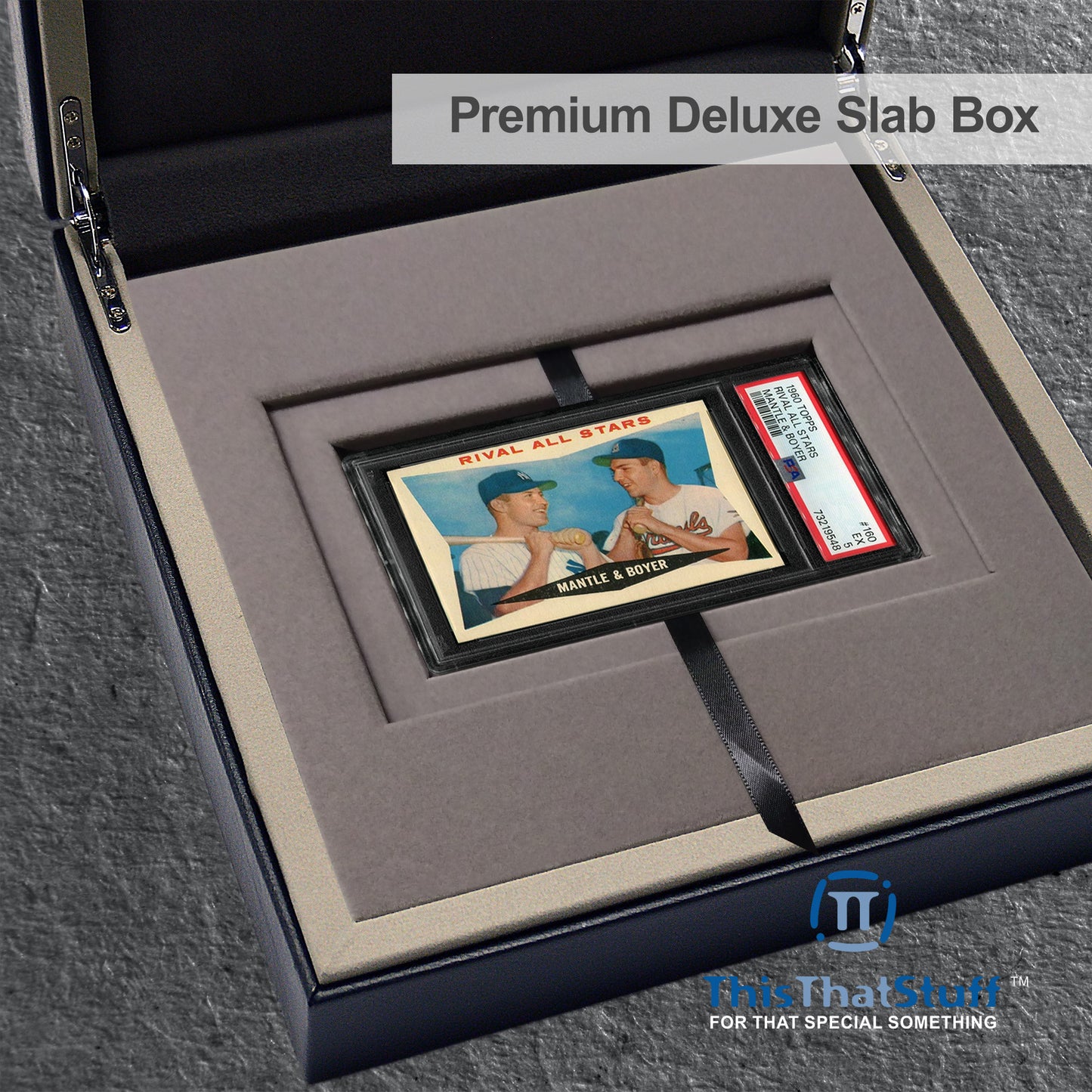 PREMIUM Deluxe PSA Graded Slab Box Card Holder - Magnetic Cover - Luxurious Velour Interior with Sleeve - Holds Graded Collector's Cards
