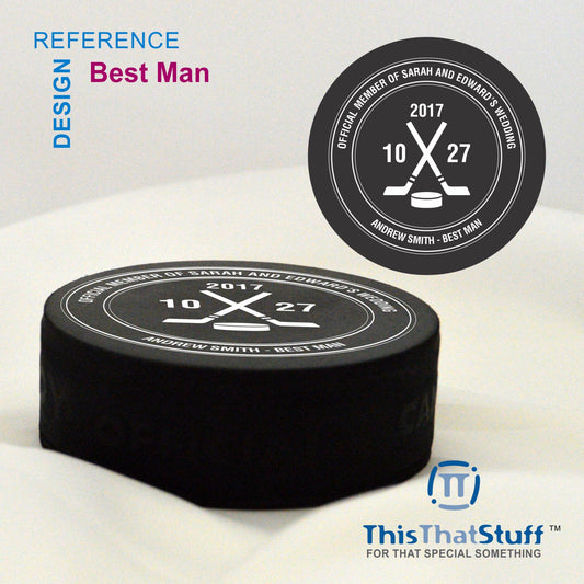Official Wedding Members - Father of the Bride - Best Man - Groomsman - Ring Bearer - Hockey Puck
