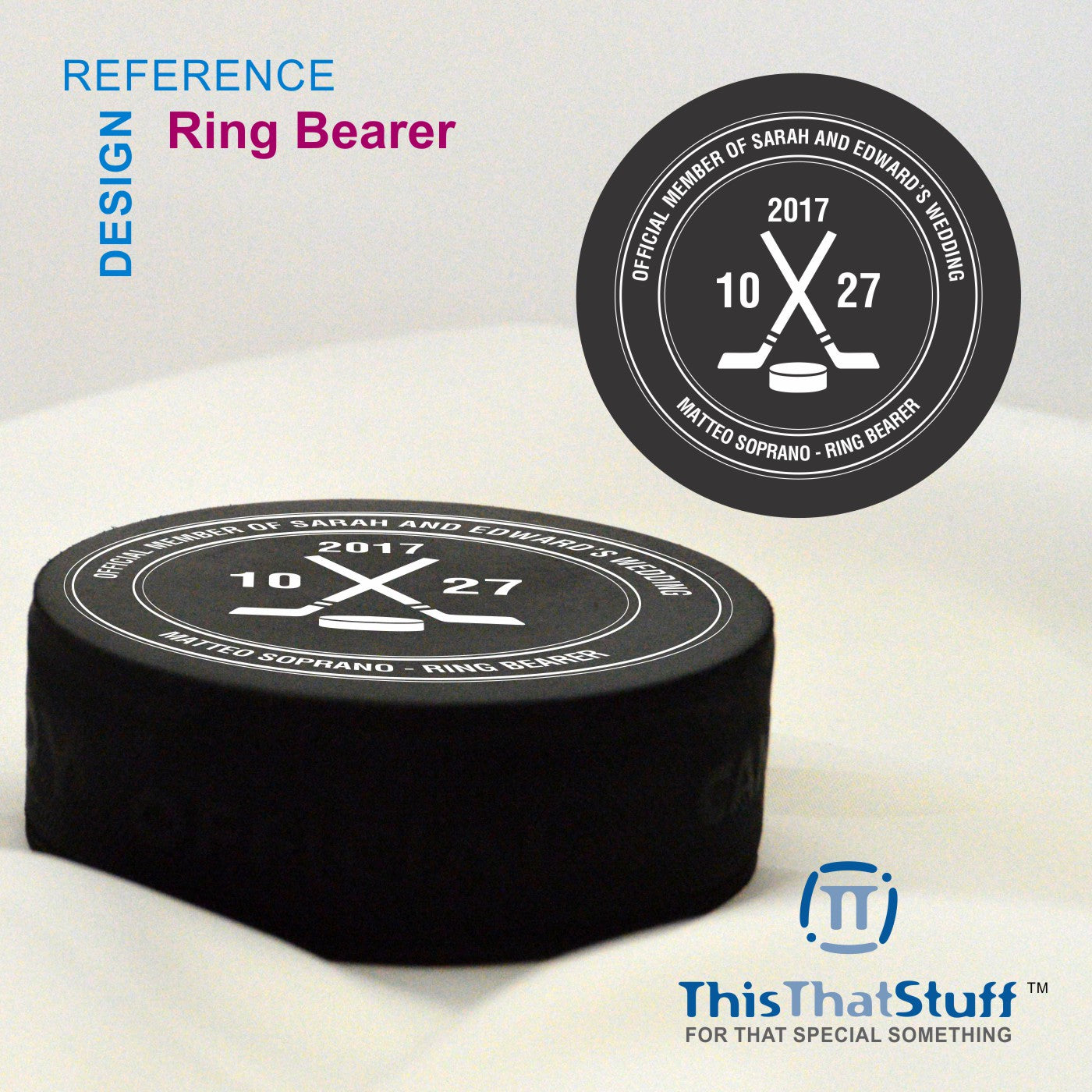 Official Wedding Members - Father of the Bride - Best Man - Groomsman - Ring Bearer - Hockey Puck