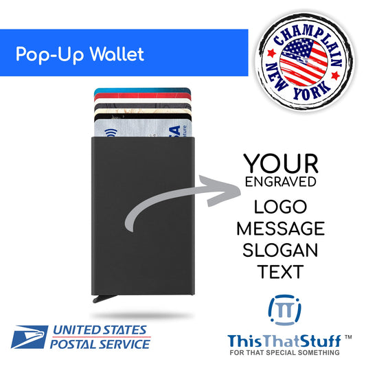 Pop-up Wallet - Aluminum | RFID Secure - Custom Engraved with any Design