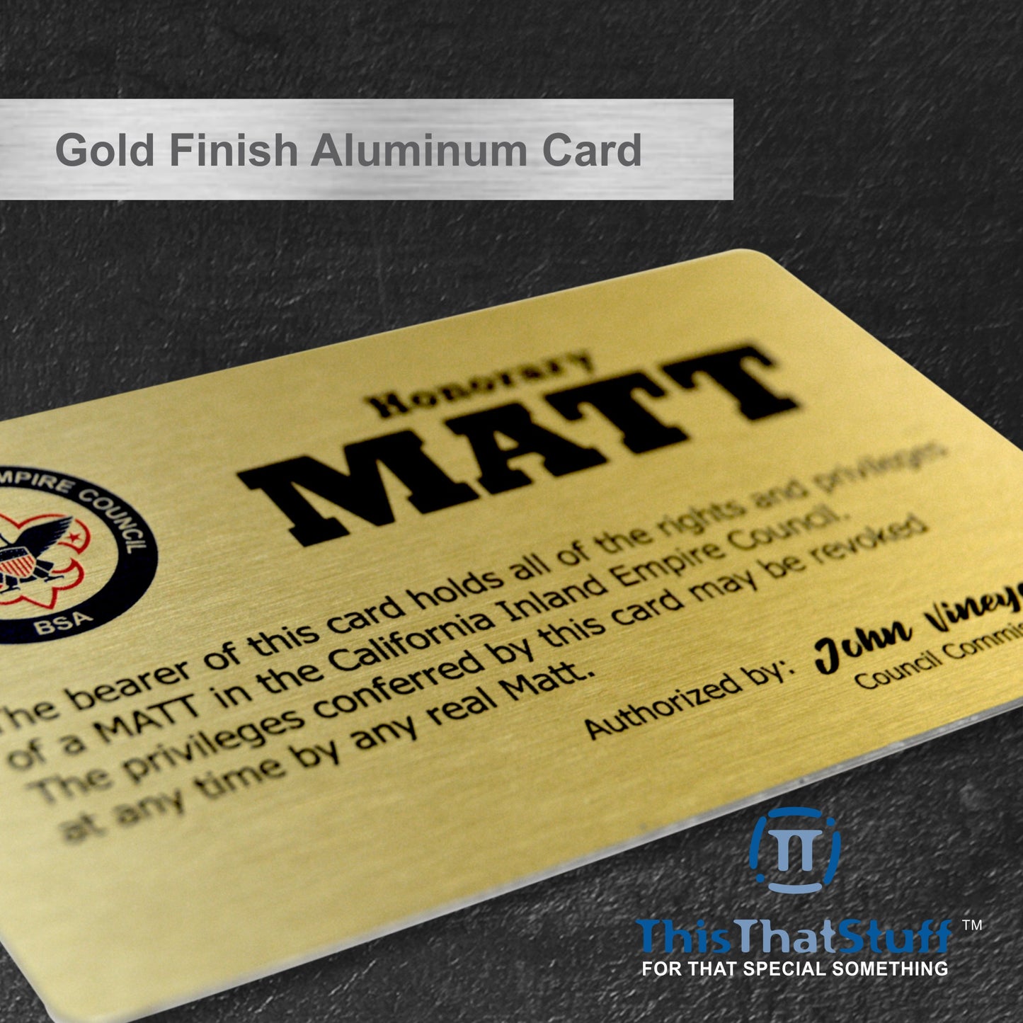 Custom Printed Gold Finish AluSwiss Metal Cards | Credit Card Sized | Aluminum for Membership Cards, Business Cards and Invitations