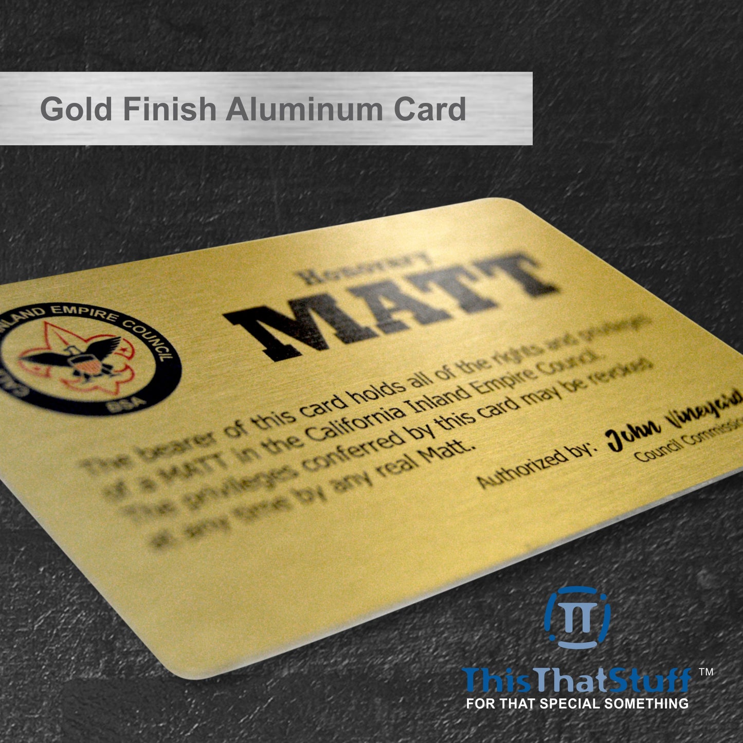 Custom Printed Gold Finish AluSwiss Metal Cards | Credit Card Sized | Aluminum for Membership Cards, Business Cards and Invitations