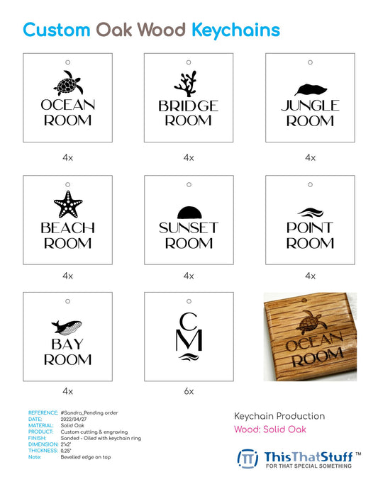 Custom Engraved Oak Wood Keychains