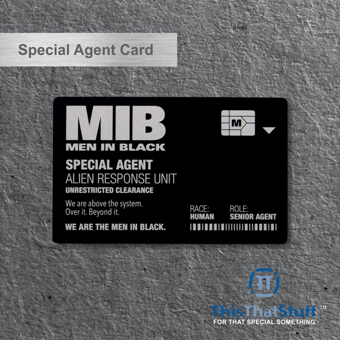 Custom Engraved MIB Special Agent Access Card | AluMax Credit Card Size | From Men in Black