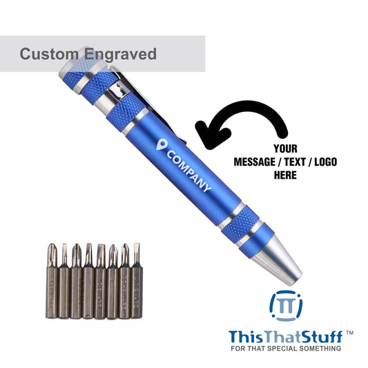 [100 units] Custom engraved quality anodized Aluminum - Compact Screwdriver tool kit