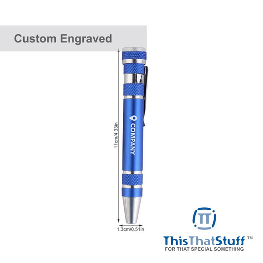 [100 units] Custom engraved quality anodized Aluminum - Compact Screwdriver tool kit