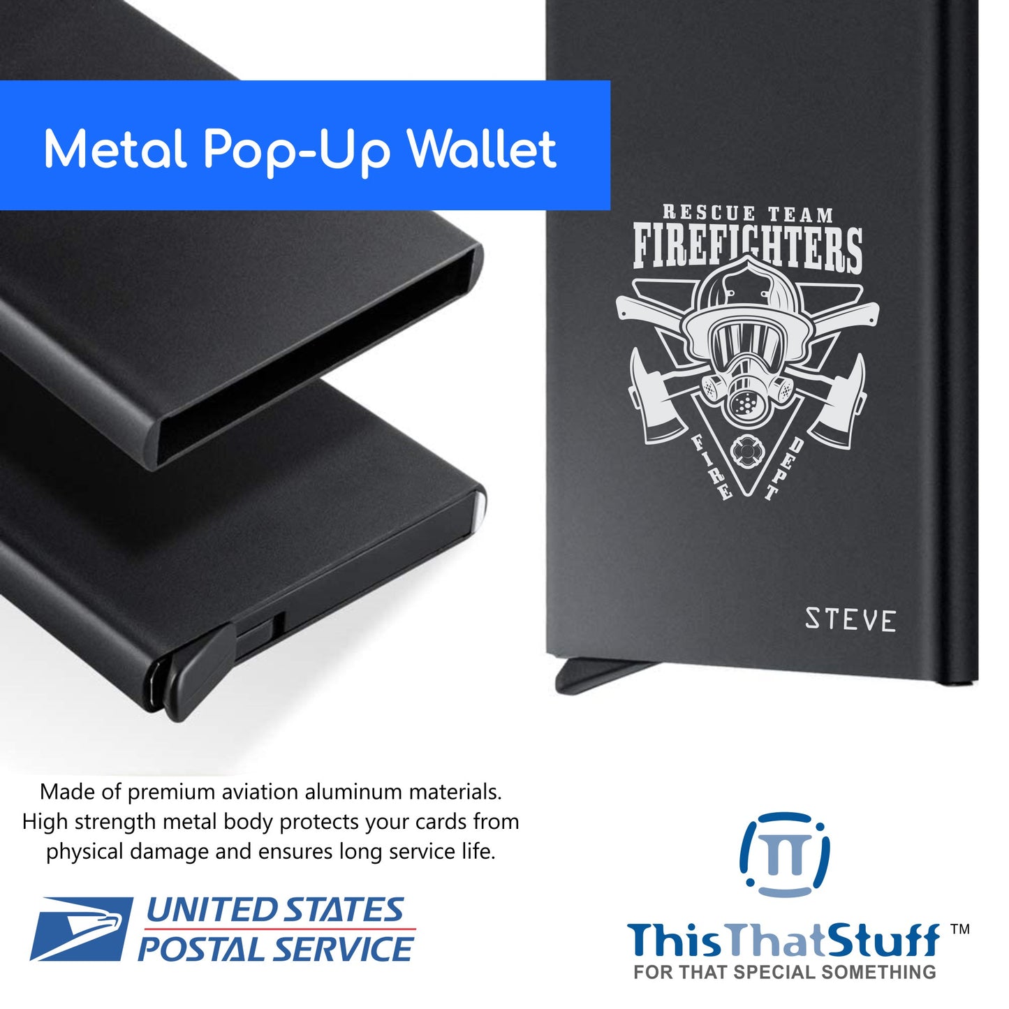 Pop-up Wallet - Aluminum | RFID Secure - Custom Engraved with any Design