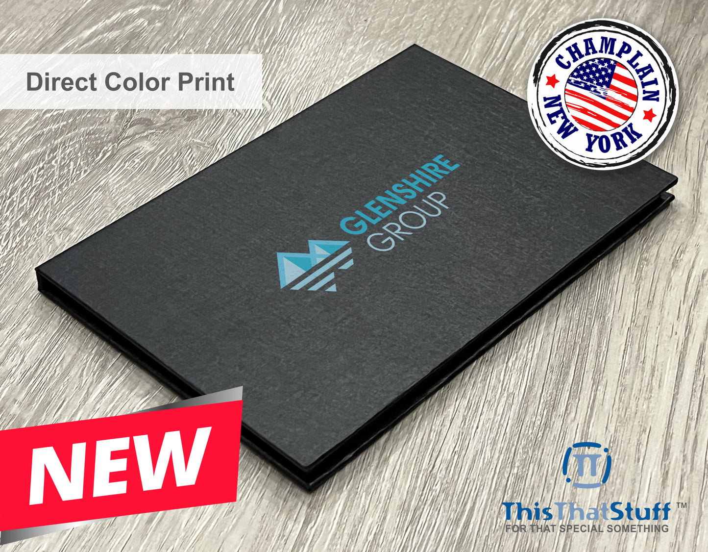 Executive Slim Card Case. Black linen finish with matte lamination ready for your custom logo or message.