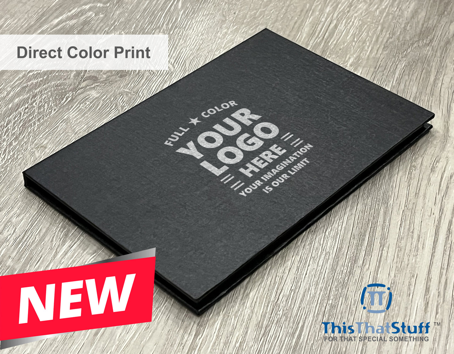 Executive Slim Card Case. Black linen finish with matte lamination ready for your custom logo or message.