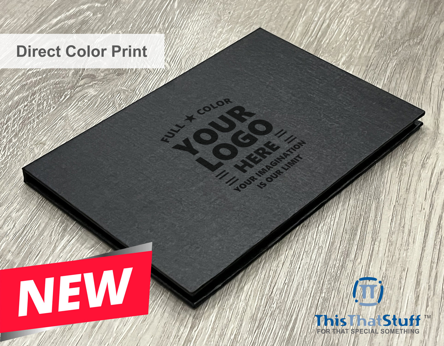 Executive Slim Card Case. Black linen finish with matte lamination ready for your custom logo or message.