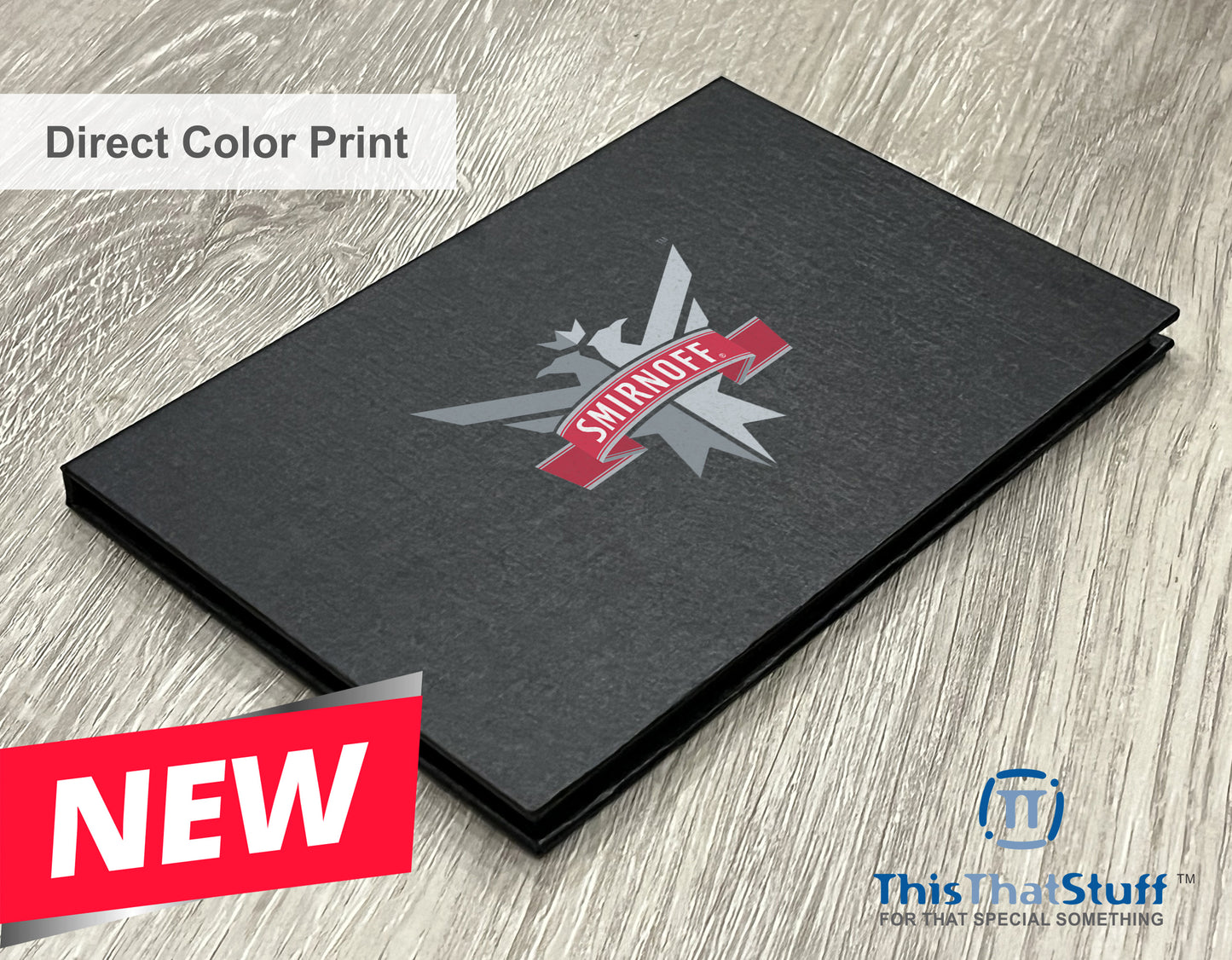 Executive Slim Card Case. Black linen finish with matte lamination ready for your custom logo or message.