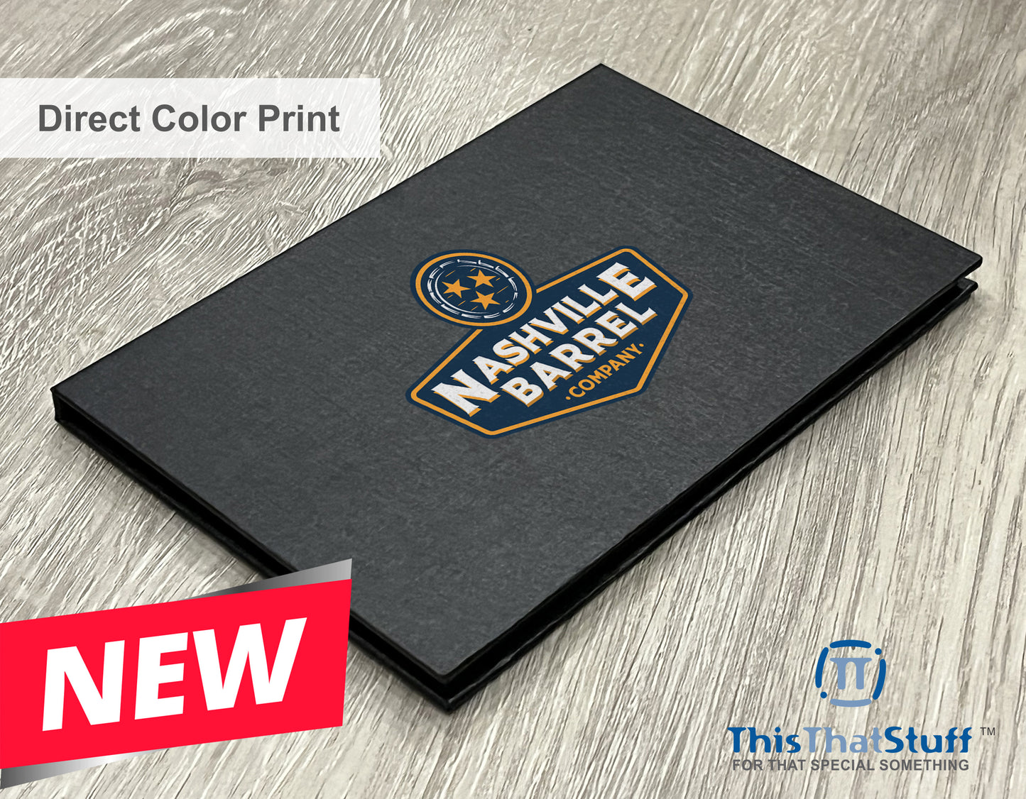 Executive Slim Card Case. Black linen finish with matte lamination ready for your custom logo or message.