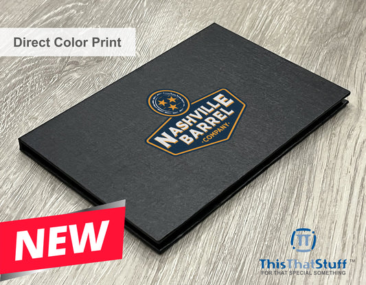Executive Slim Card Case. Black linen finish with matte lamination ready for your custom logo or message.