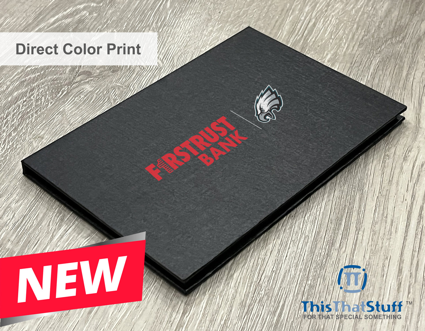 Executive Slim Card Case. Black linen finish with matte lamination ready for your custom logo or message.
