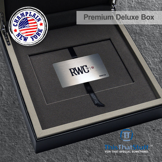 PREMIUM Deluxe Leather Box Card Holder - Magnetic Cover - Luxurious Velvet Interior with Sleeve - Holds Credit Card and Gift Size Cards