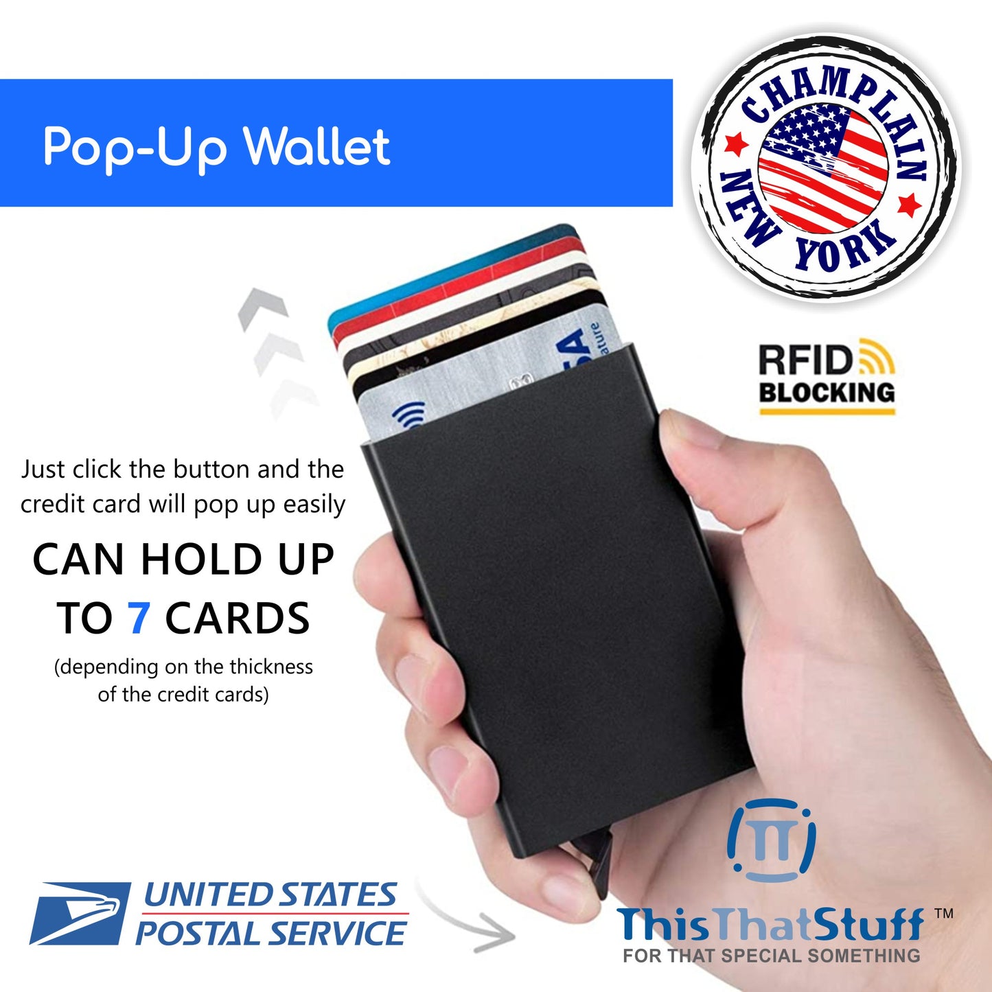 Pop-up Wallet - Aluminum | RFID Secure - Custom Engraved with any Design