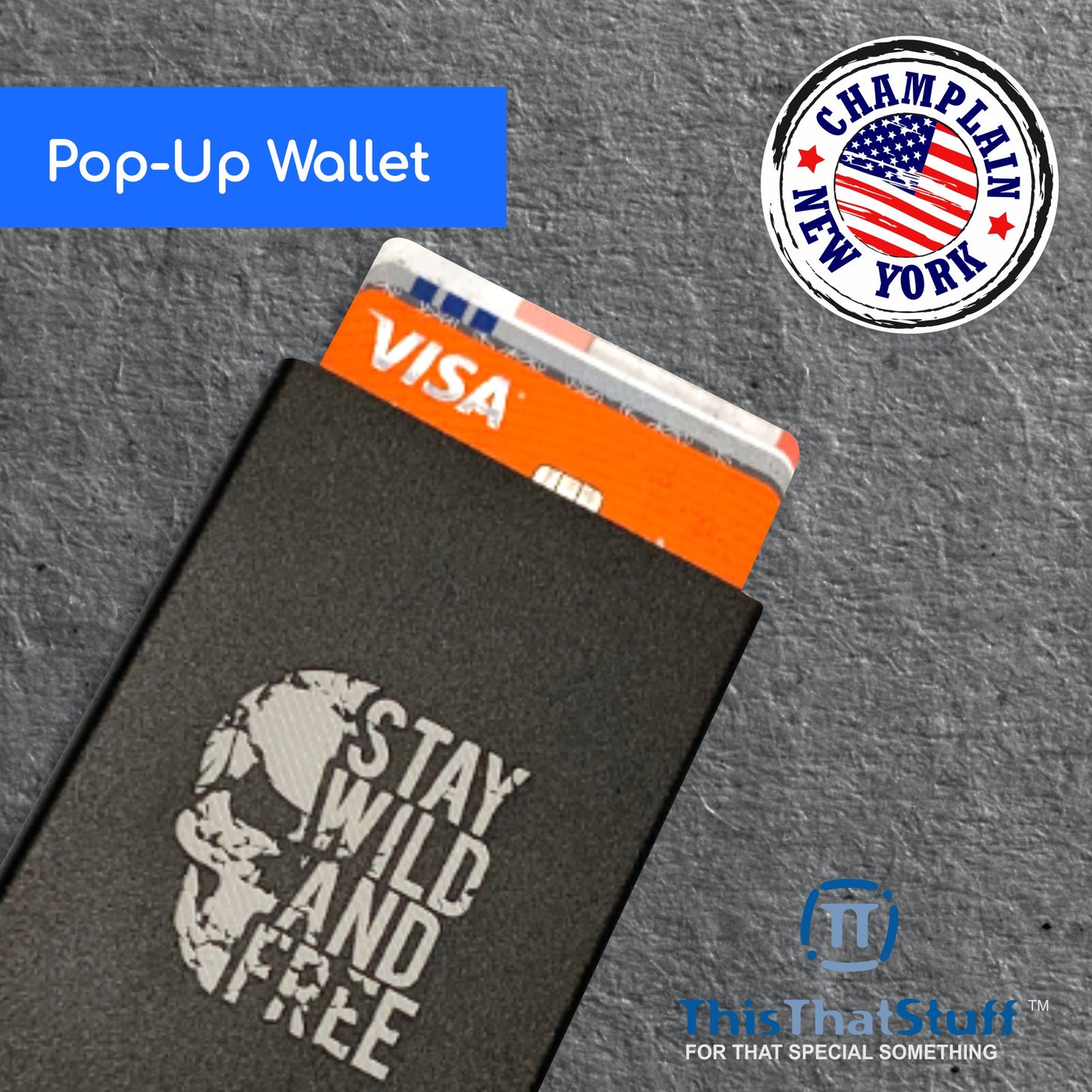 Pop-up Wallet - Aluminum | RFID Secure - Custom Engraved with any Design